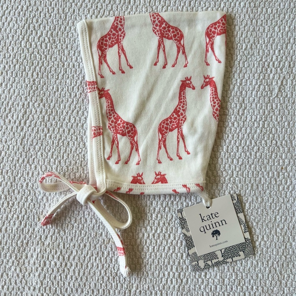 NWT Kate Quinn Kids Giraffe Print 100% organic cotton  Baby Elf Hat 6-12m